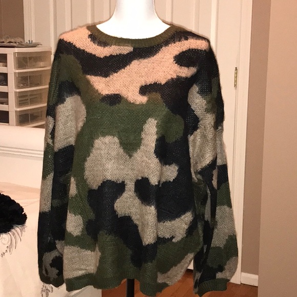Last 1️⃣ Camouflage Olive & Taupe Fuzzy Sweater - Picture 6 of 7